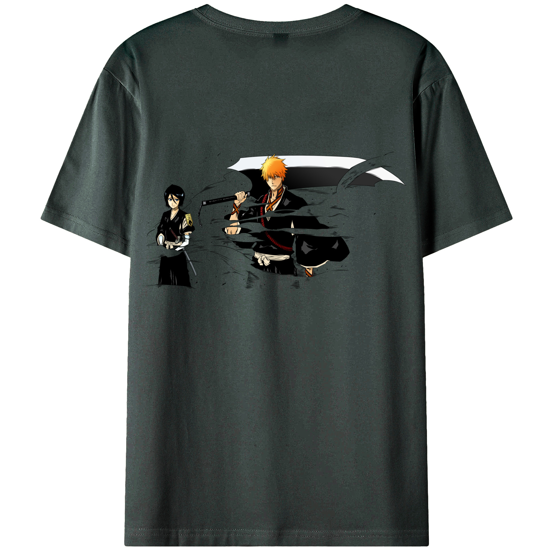 （画像用） ブリーチ 黒崎一護（くろさき いちご）BLEACH Kurosaki Ichigo 綿100％ メンズ半袖Tシャツ（バックプリント） 通気性